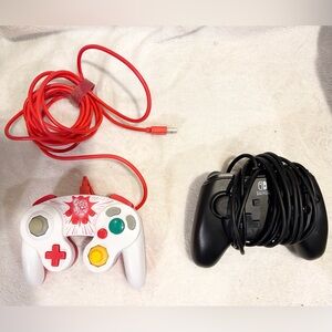Nintendo Red and White GameCube Controller with Black Switch Pro Controller